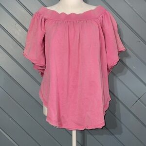 Free People Kiss Me Tub Pink Off The Shoulder Short Sleeve